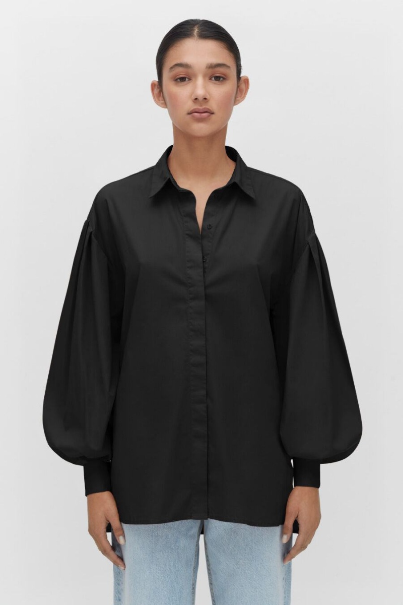 Cuyana Poplin Balloon Sleeve Hemd Damen Schwarz | CBM8125LN