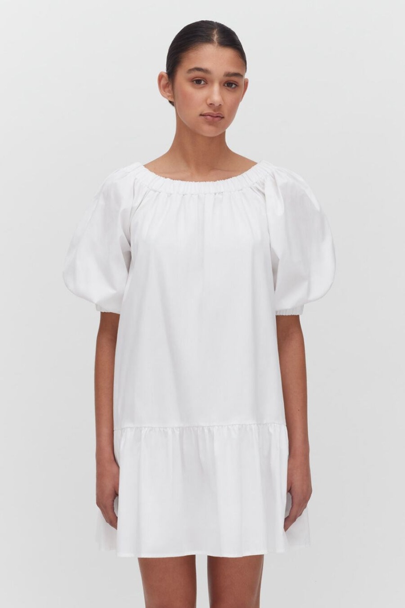 Cuyana Poplin Off The Shoulder Kleid Damen Weiß | EZK5734OM