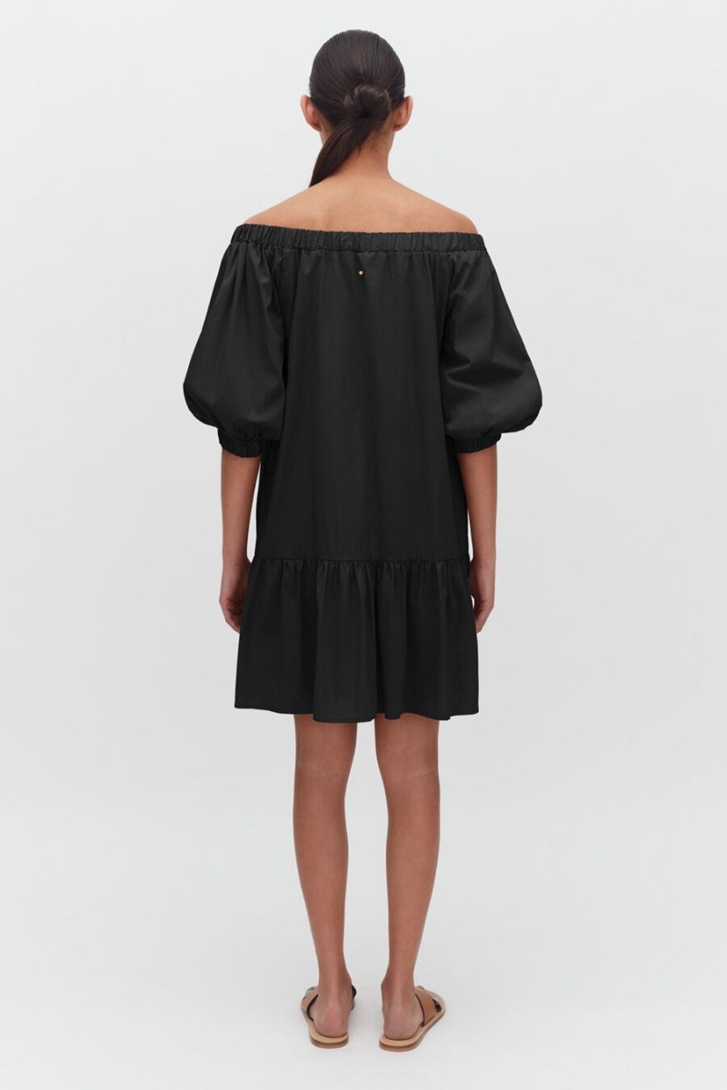 Cuyana Poplin Off The Shoulder Kleid Damen Schwarz | LSU9492CI