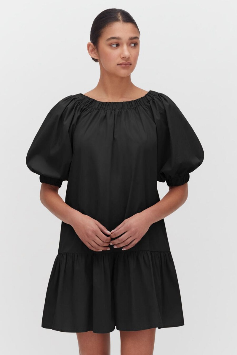 Cuyana Poplin Off The Shoulder Kleid Damen Schwarz | LSU9492CI