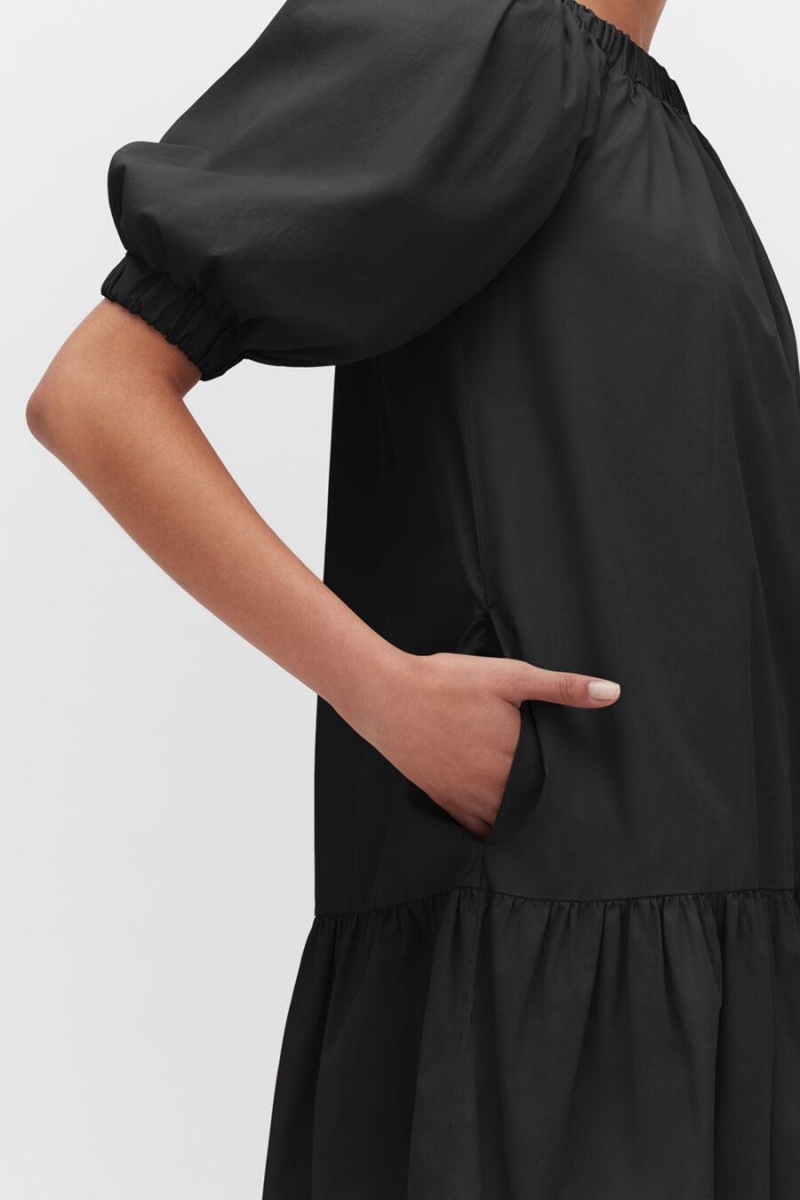 Cuyana Poplin Off The Shoulder Kleid Damen Schwarz | LSU9492CI