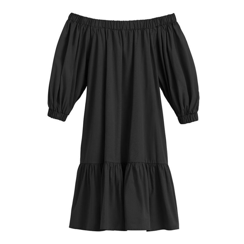 Cuyana Poplin Off The Shoulder Kleid Damen Schwarz | LSU9492CI