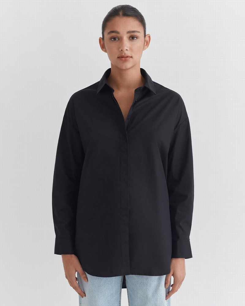 Cuyana Poplin Oversized Hemd Damen Schwarz | GAE9810ZF