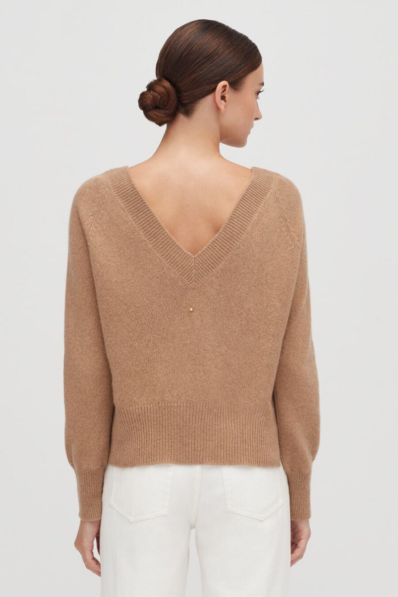 Cuyana Recycled Cashmere Deep V-Neck Pullover Damen Braun | RLI8073AK