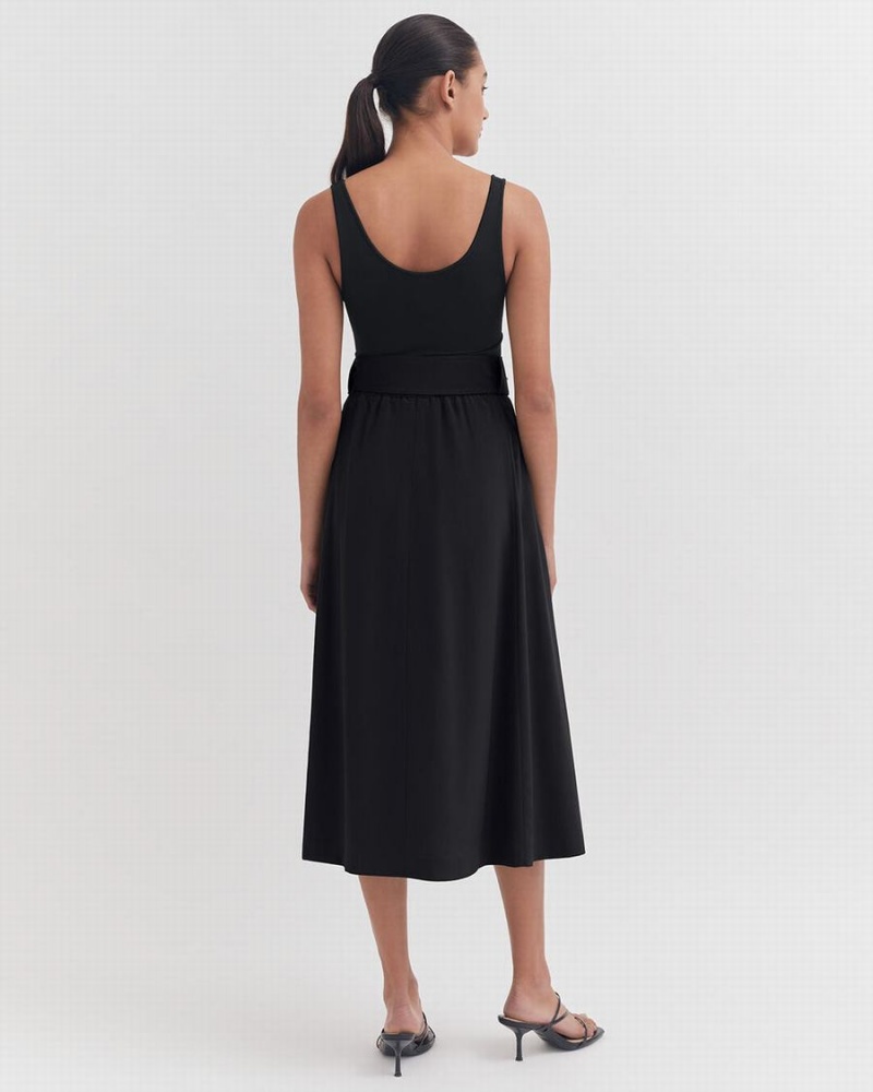 Cuyana Silk Belted Midi GolfSkirts Damen Schwarz | GSC7153AH