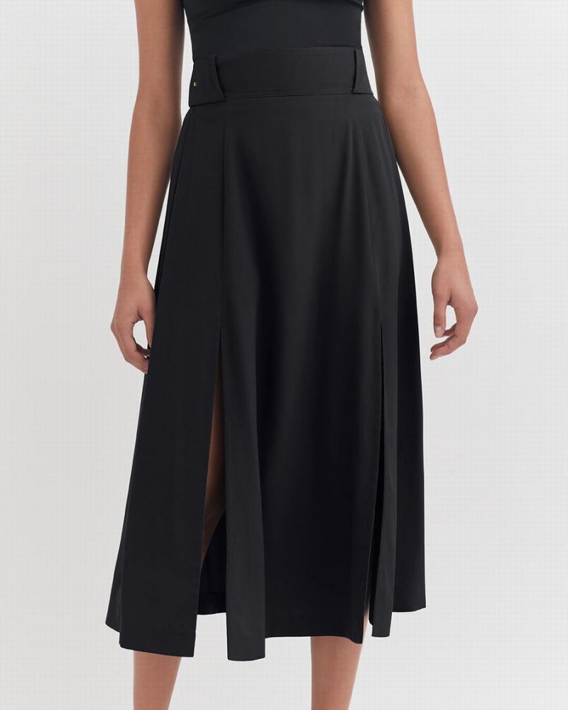 Cuyana Silk Belted Midi GolfSkirts Damen Schwarz | GSC7153AH