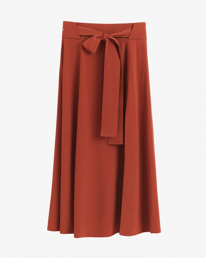 Cuyana Silk Belted Midi GolfSkirts Damen Rot | MUR8763FR