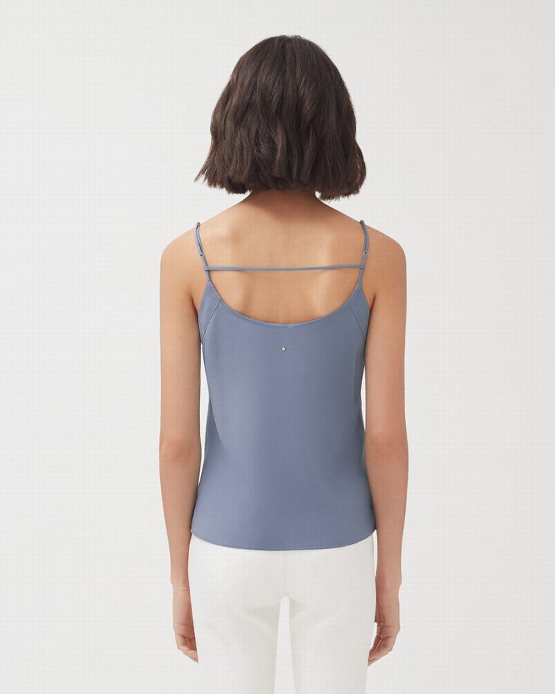 Cuyana Silk Cami Muskelshirt Damen Blau | AED3772YP