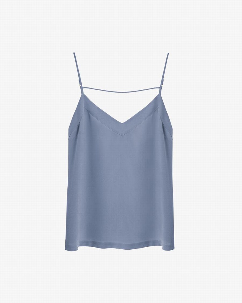 Cuyana Silk Cami Muskelshirt Damen Blau | AED3772YP