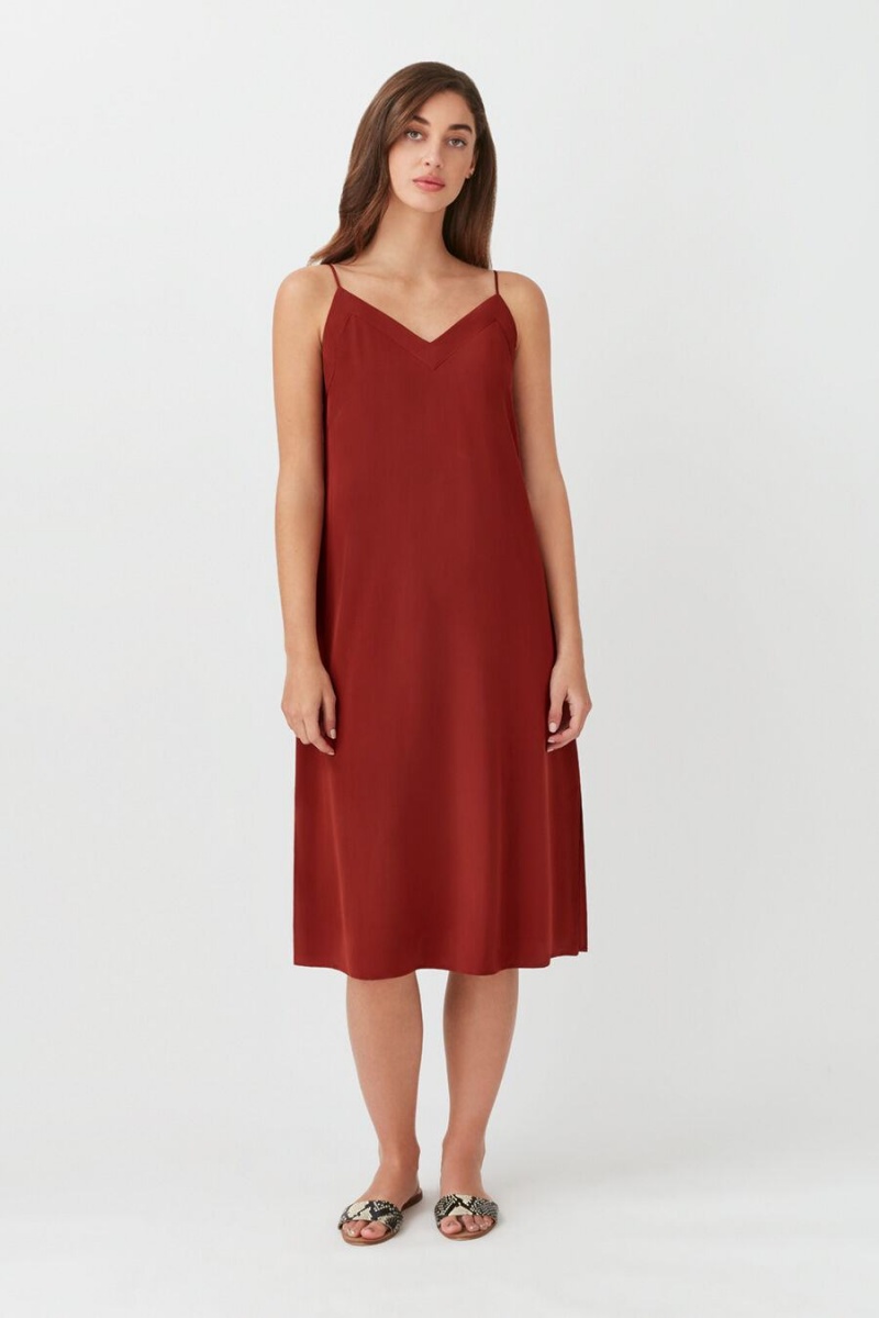 Cuyana Silk Slip Kleid Damen Dunkelrot | LJA3951OF