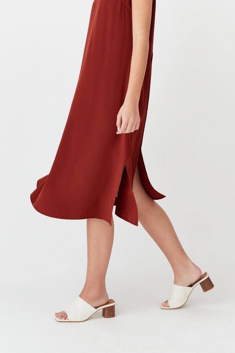 Cuyana Silk Slip Kleid Damen Dunkelrot | LJA3951OF