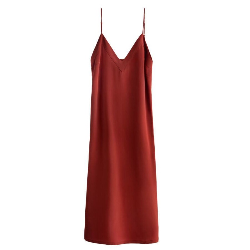 Cuyana Silk Slip Kleid Damen Dunkelrot | LJA3951OF