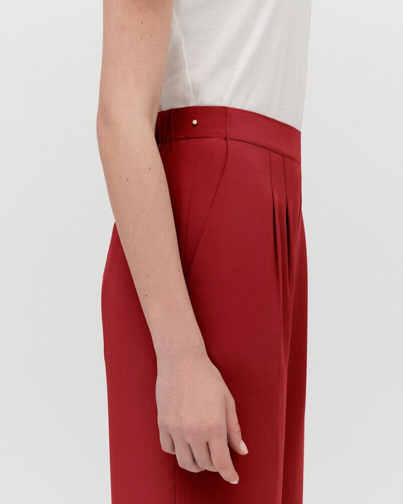 Cuyana Silk Weite-Leg Hose Damen Rot | NXX3863MO