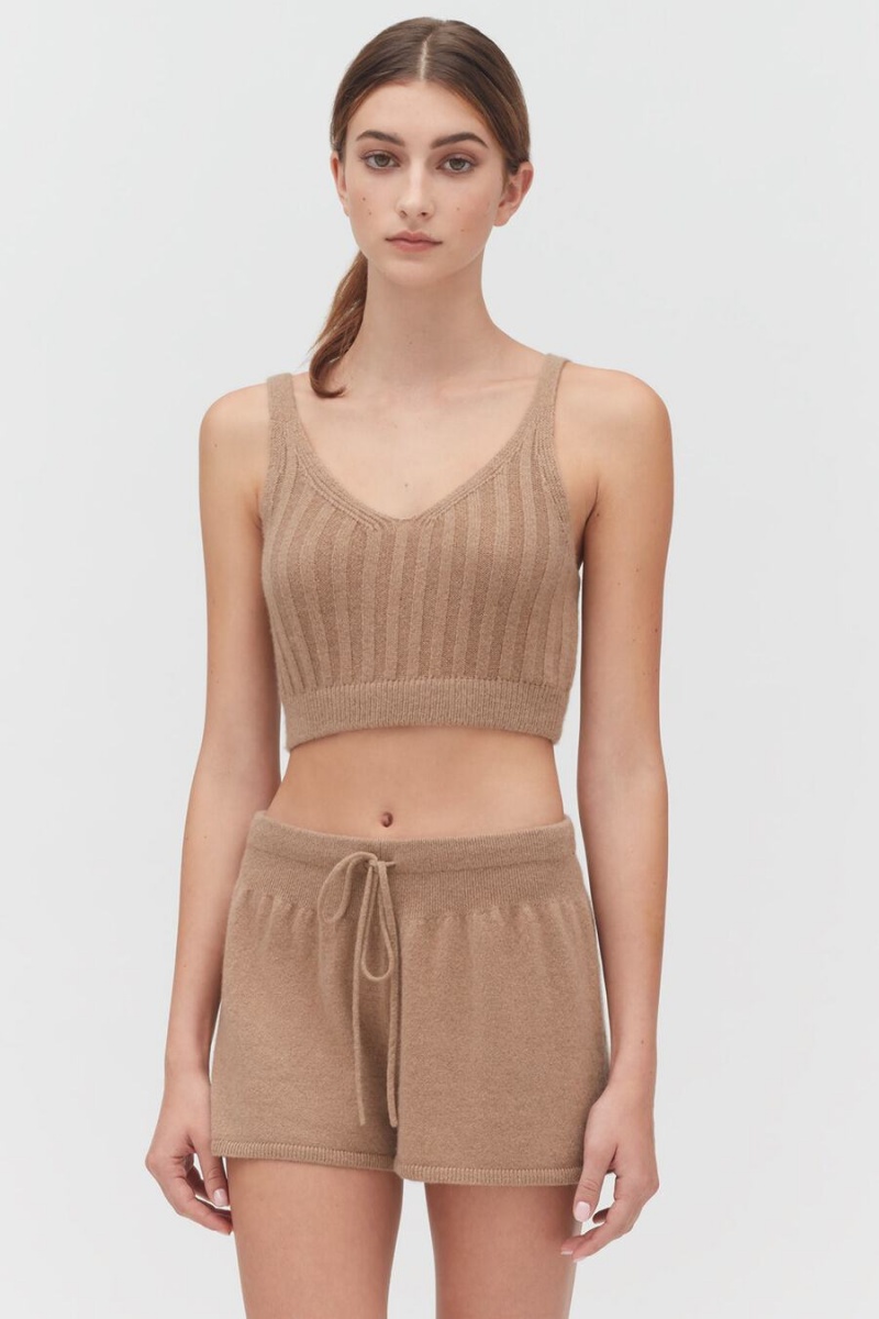 Cuyana Single-Origin Cashmere Bralette Muskelshirt Damen Braun | XZR10036DP