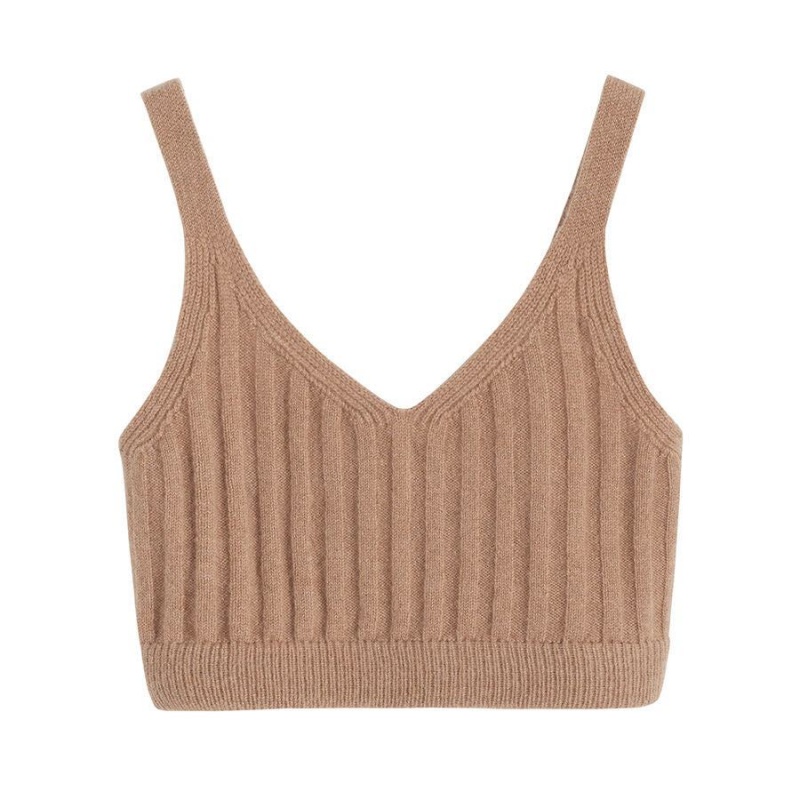 Cuyana Single-Origin Cashmere Bralette Muskelshirt Damen Braun | XZR10036DP