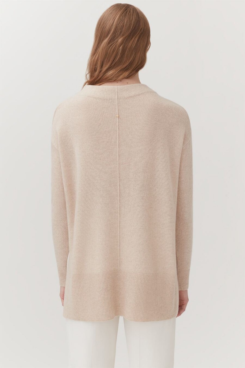 Cuyana Single-Origin Cashmere Funnel Neck Pullover Damen Beige | NEN889NN