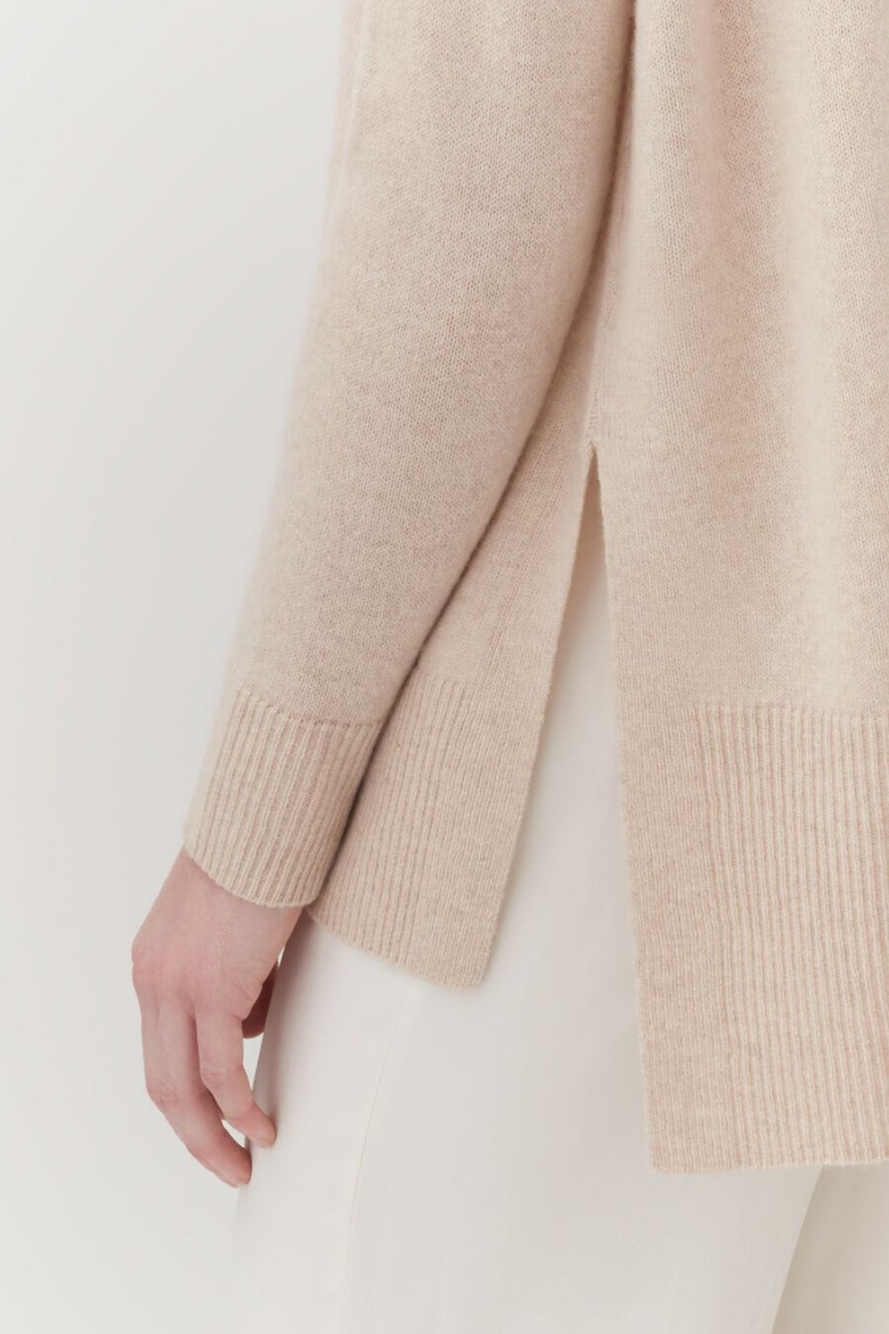 Cuyana Single-Origin Cashmere Funnel Neck Pullover Damen Beige | NEN889NN