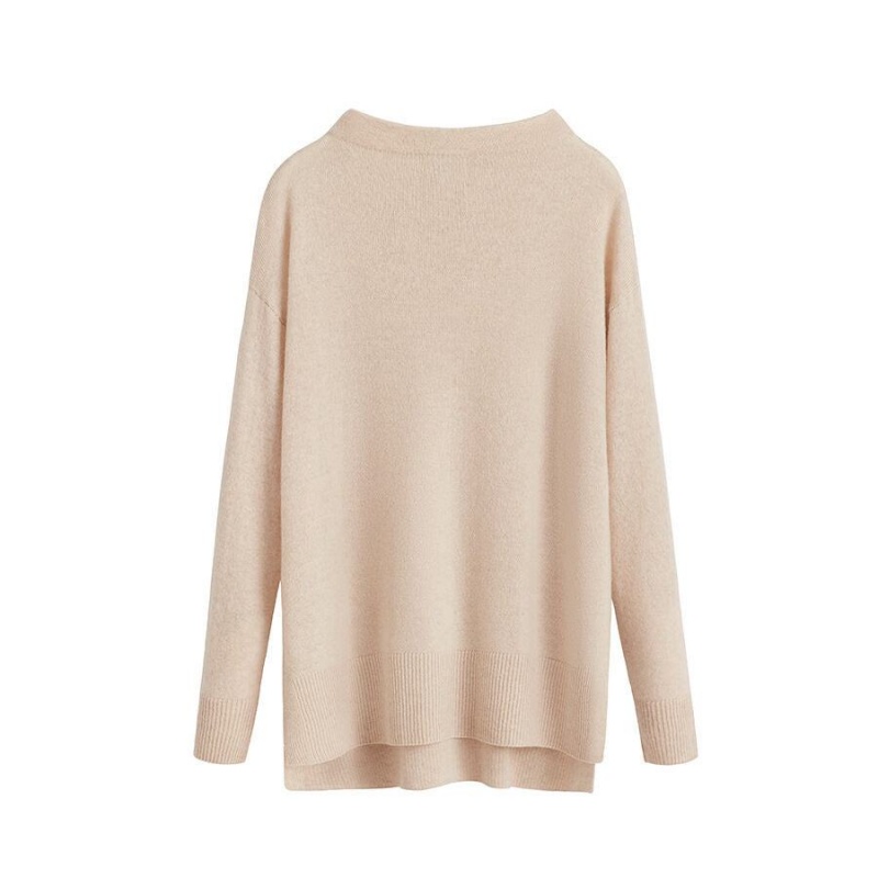 Cuyana Single-Origin Cashmere Funnel Neck Pullover Damen Beige | NEN889NN