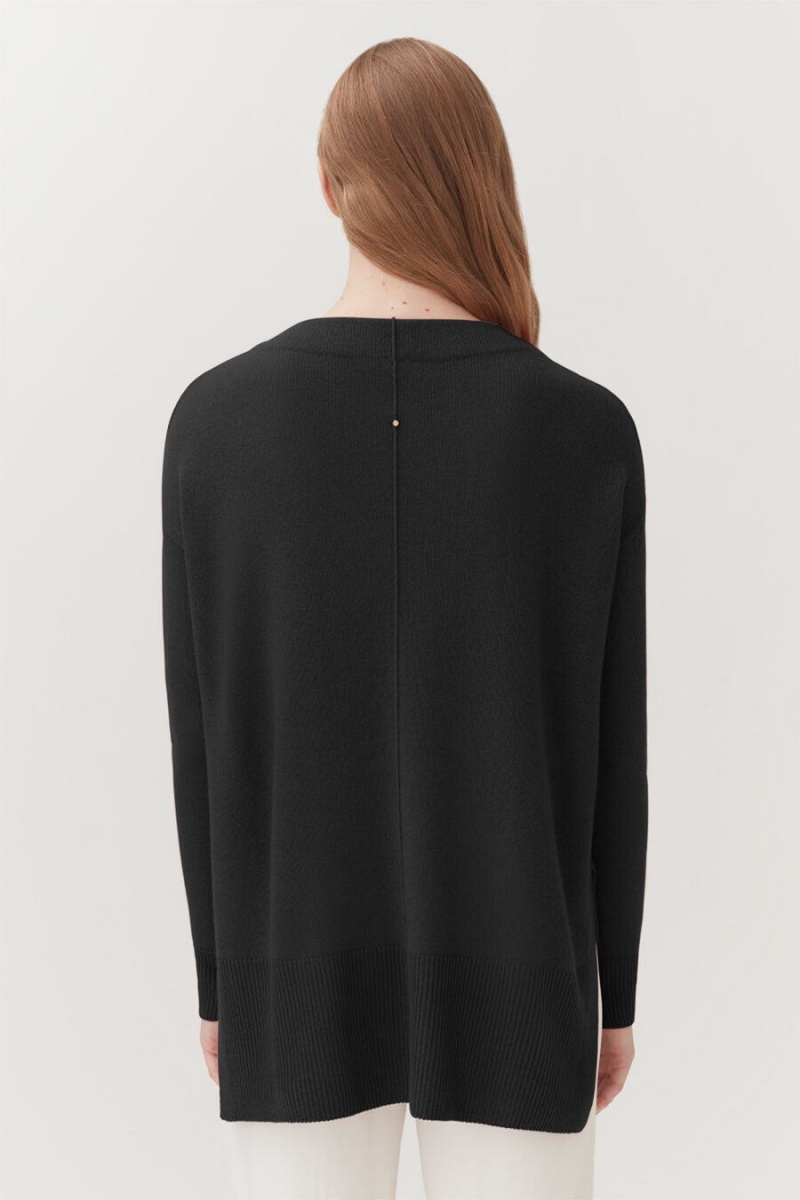 Cuyana Single-Origin Cashmere Funnel Neck Pullover Damen Schwarz | USS2392VT