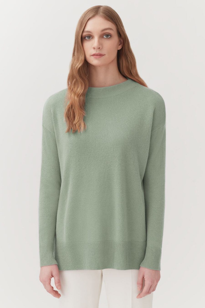 Cuyana Single-Origin Cashmere Funnel Neck Pullover Damen Grün | AOR4989ZD