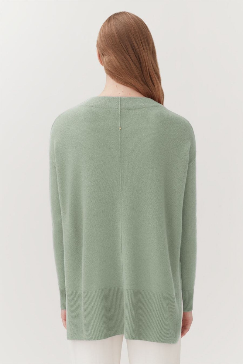 Cuyana Single-Origin Cashmere Funnel Neck Pullover Damen Grün | AOR4989ZD