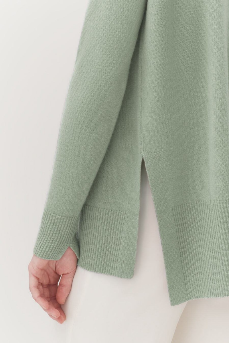 Cuyana Single-Origin Cashmere Funnel Neck Pullover Damen Grün | AOR4989ZD