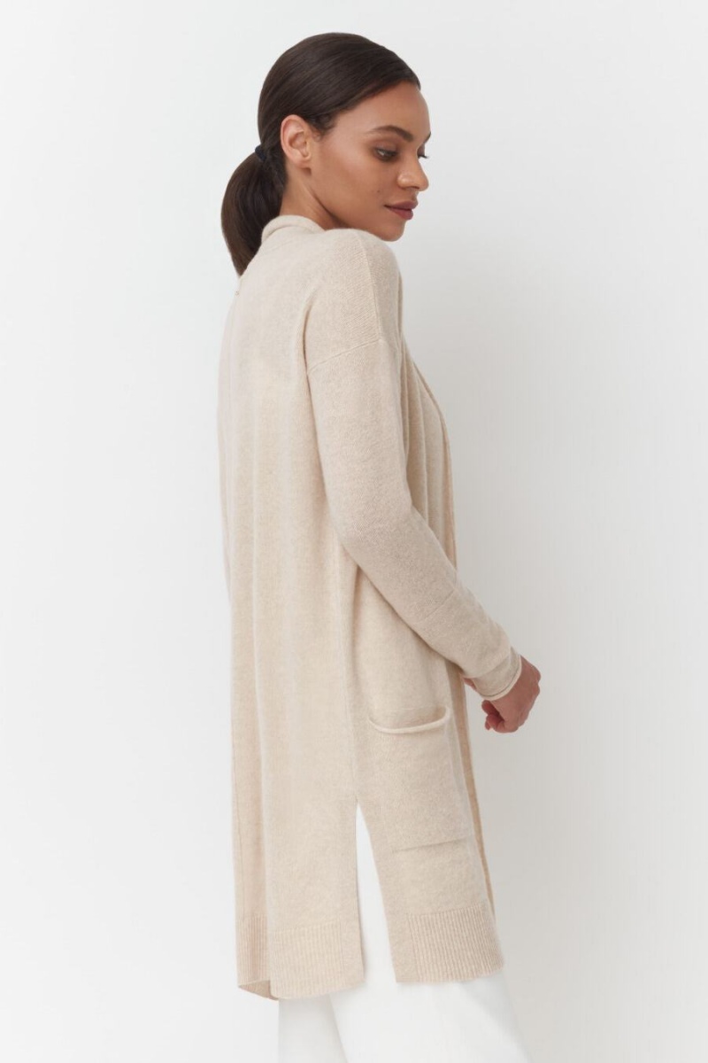 Cuyana Single-Origin Cashmere Long Strickjacke Damen Beige | LFT559KQ