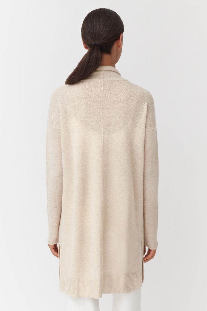 Cuyana Single-Origin Cashmere Long Strickjacke Damen Beige | LFT559KQ