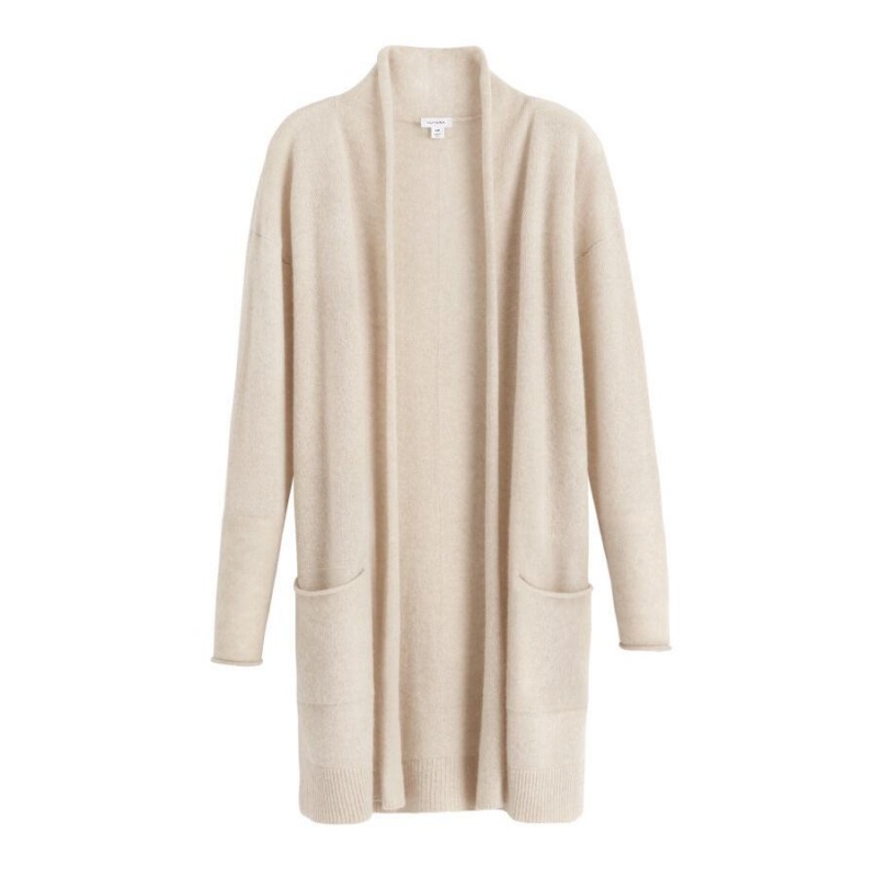 Cuyana Single-Origin Cashmere Long Strickjacke Damen Beige | LFT559KQ