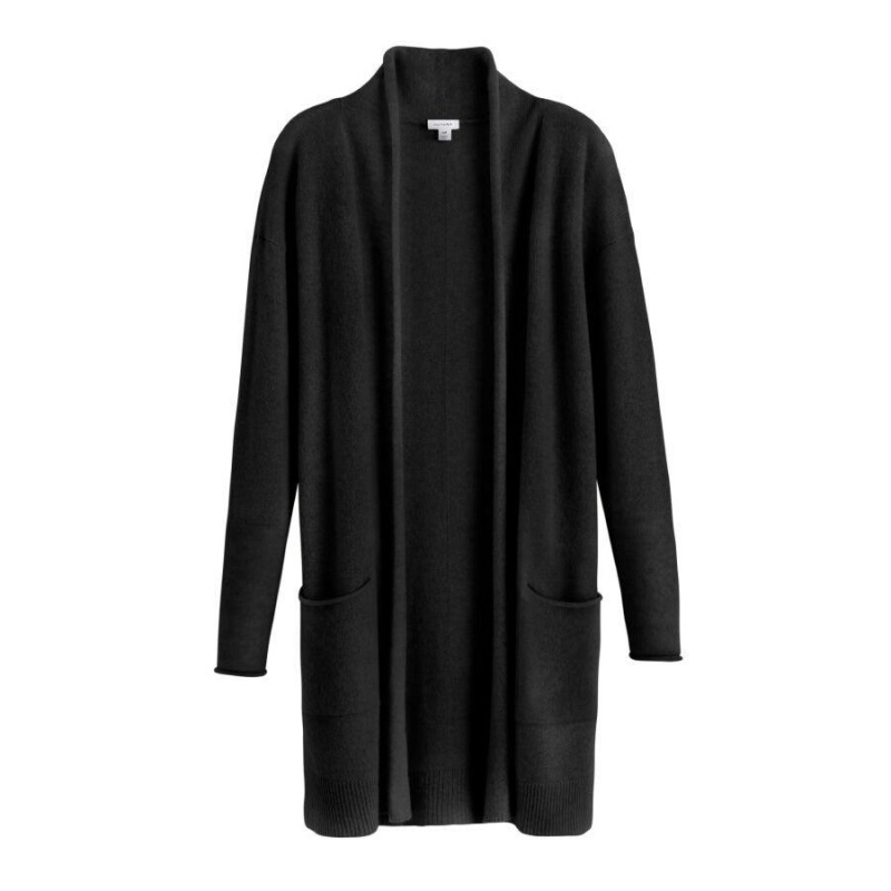 Cuyana Single-Origin Cashmere Long Strickjacke Damen Schwarz | CYD4168YD