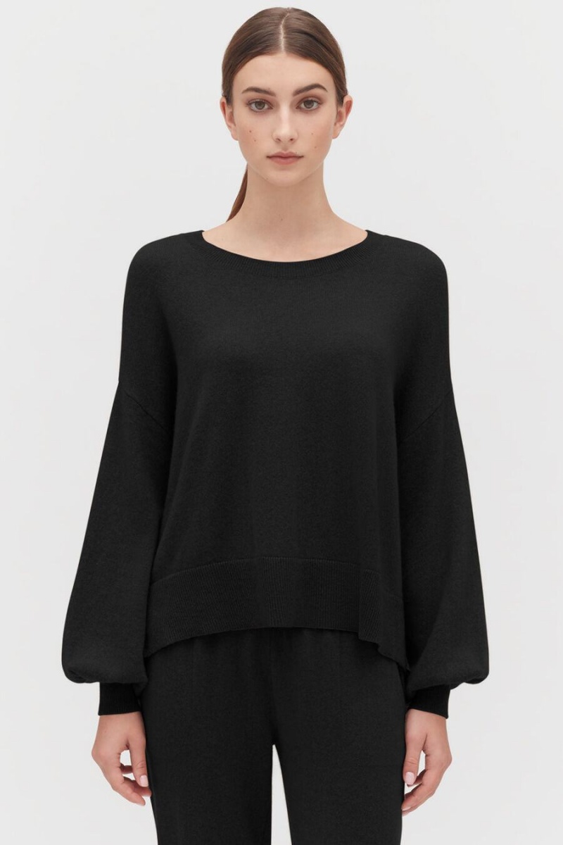 Cuyana Single-Origin Cashmere Open Side Pullover Damen Schwarz | ZSC9517QS