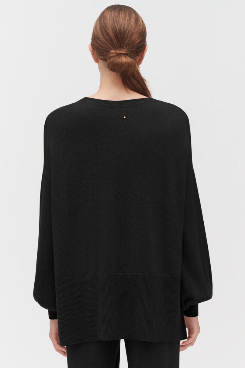 Cuyana Single-Origin Cashmere Open Side Pullover Damen Schwarz | ZSC9517QS