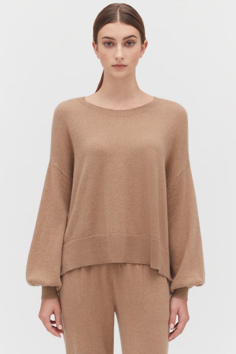 Cuyana Single-Origin Cashmere Open Side Pullover Damen Braun | RUR955FH