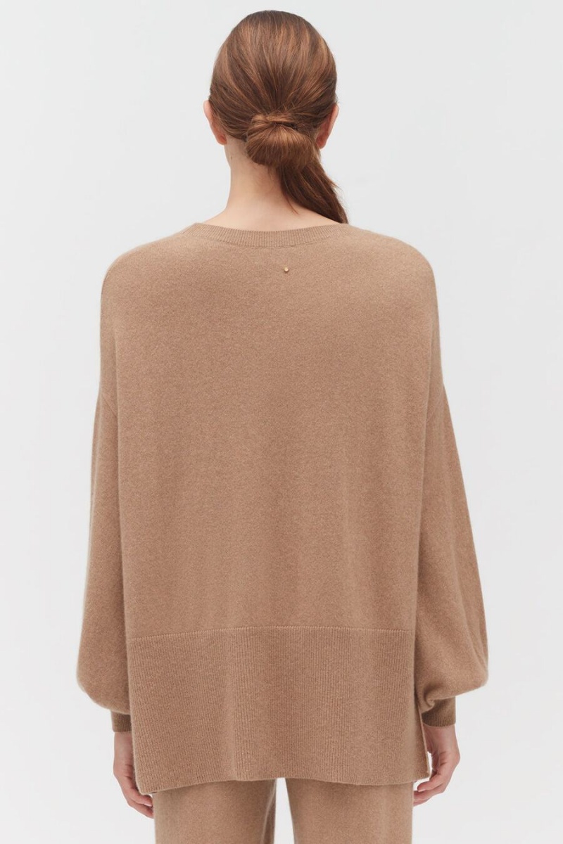 Cuyana Single-Origin Cashmere Open Side Pullover Damen Braun | RUR955FH