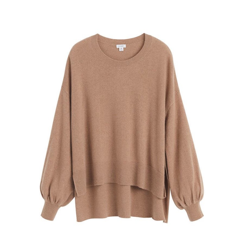 Cuyana Single-Origin Cashmere Open Side Pullover Damen Braun | RUR955FH