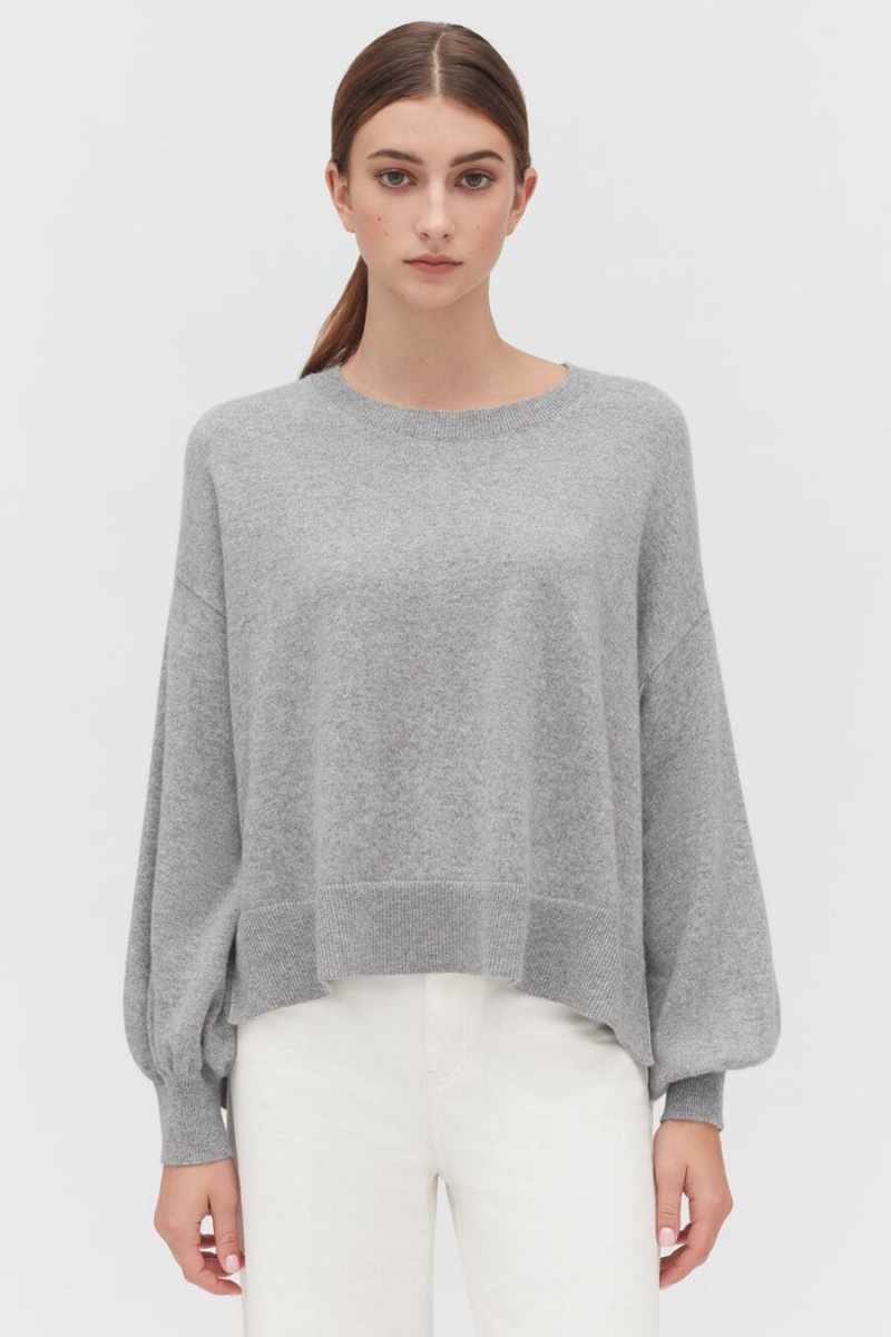 Cuyana Single-Origin Cashmere Open Side Pullover Damen Hellgrau | OVX5150IK