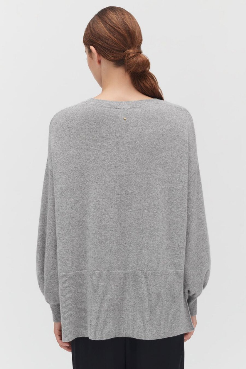 Cuyana Single-Origin Cashmere Open Side Pullover Damen Hellgrau | OVX5150IK