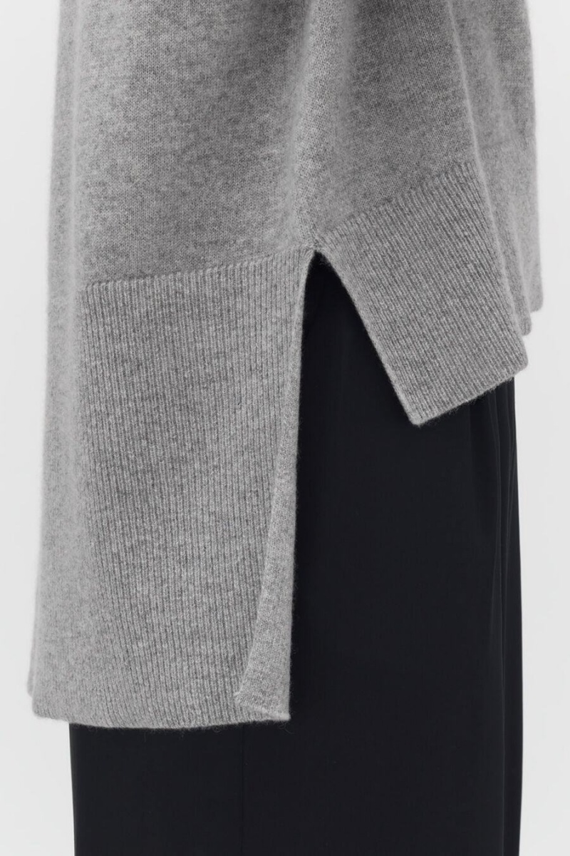 Cuyana Single-Origin Cashmere Open Side Pullover Damen Hellgrau | OVX5150IK