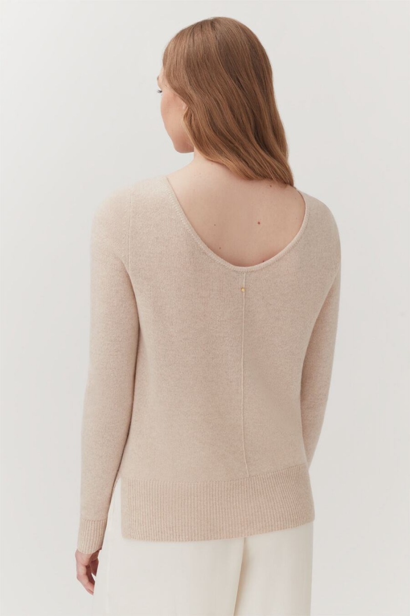 Cuyana Single-Origin Cashmere Scoop Neck Pullover Damen Beige | YHU5948FF