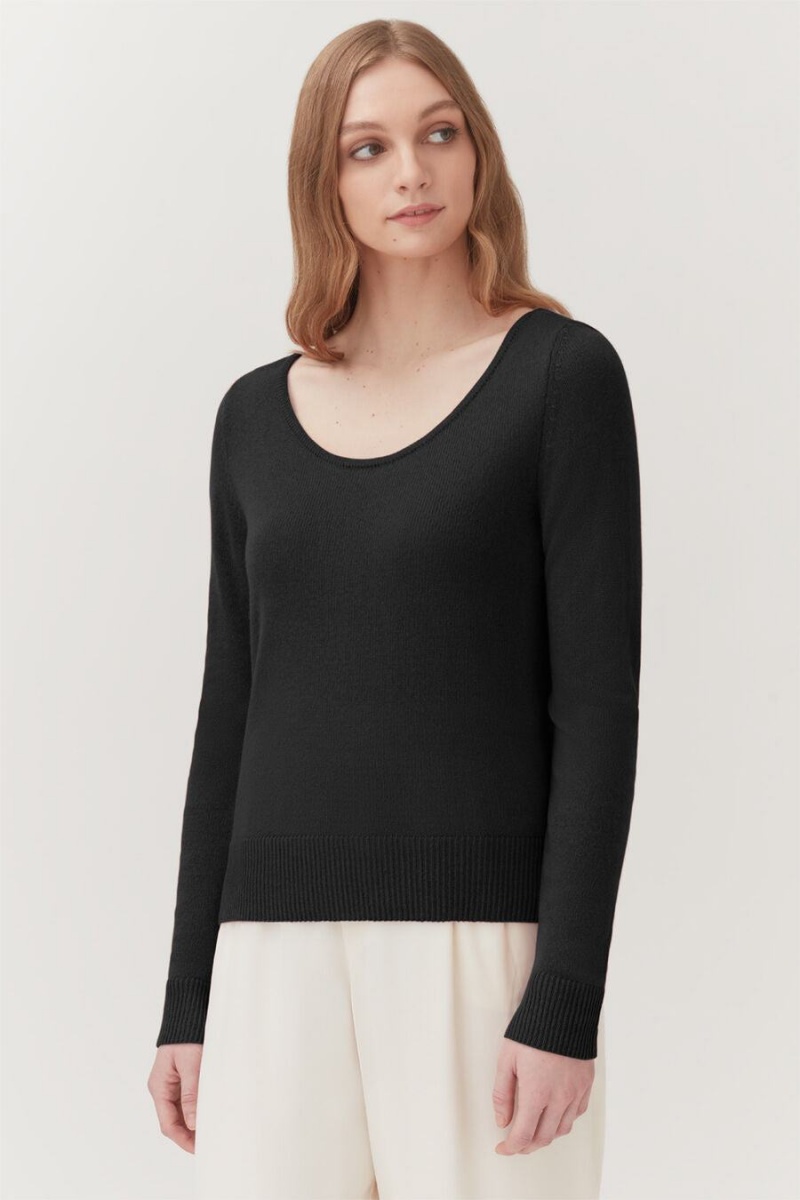 Cuyana Single-Origin Cashmere Scoop Neck Pullover Damen Schwarz | FVZ8285NE