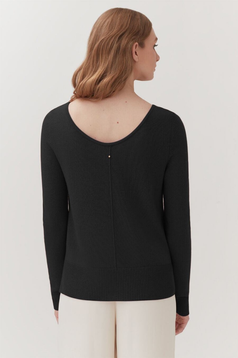 Cuyana Single-Origin Cashmere Scoop Neck Pullover Damen Schwarz | FVZ8285NE