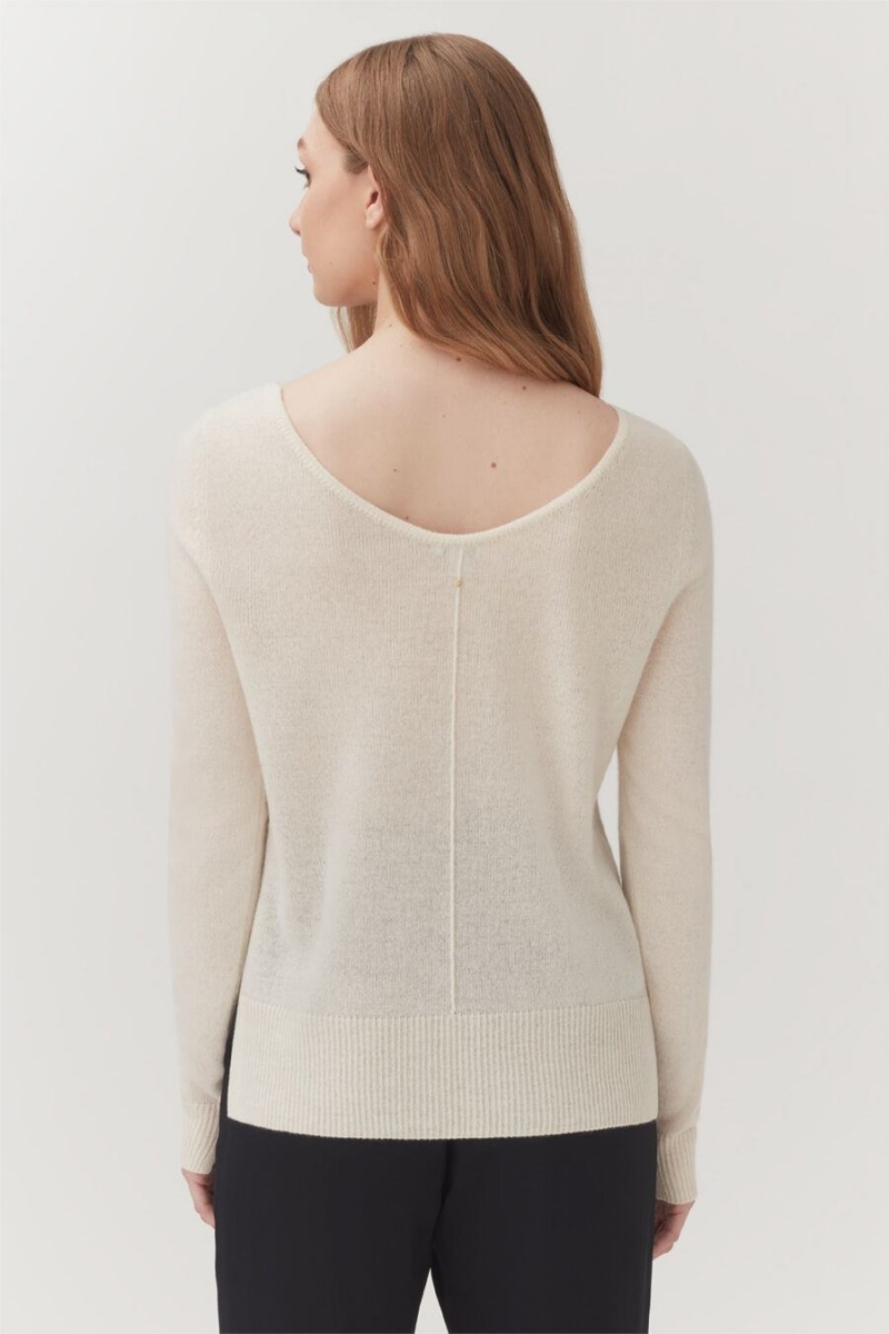 Cuyana Single-Origin Cashmere Scoop Neck Pullover Damen Weiß | WAI5335IQ