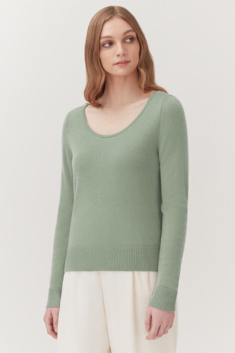 Cuyana Single-Origin Cashmere Scoop Neck Pullover Damen Grün | BTA3223VX