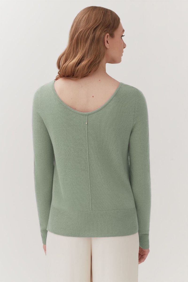 Cuyana Single-Origin Cashmere Scoop Neck Pullover Damen Grün | BTA3223VX