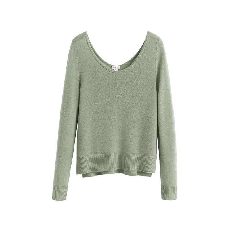 Cuyana Single-Origin Cashmere Scoop Neck Pullover Damen Grün | BTA3223VX