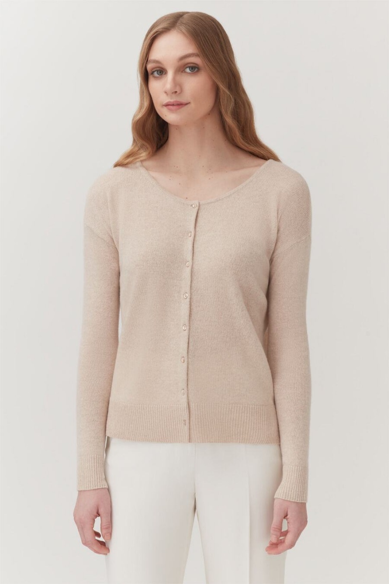 Cuyana Single-Origin Cashmere Strickjacke Damen Beige | GNL7115BW