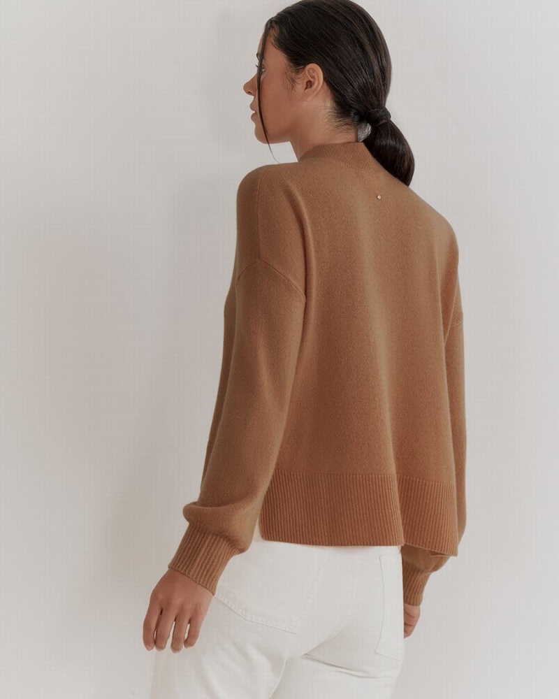 Cuyana Single Origin Cashmere Cropped Pullover Damen Braun | ROW5387BZ