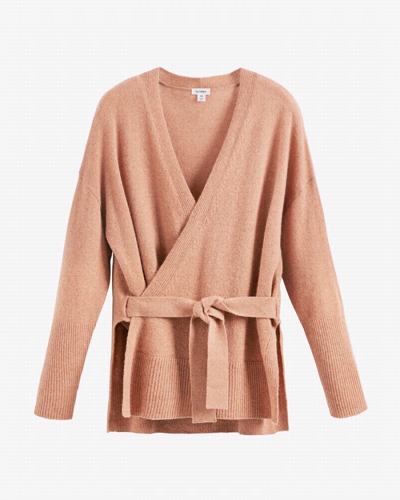 Cuyana Single Origin Cashmere Wrap Pullover Damen Beige | UXO4925UP