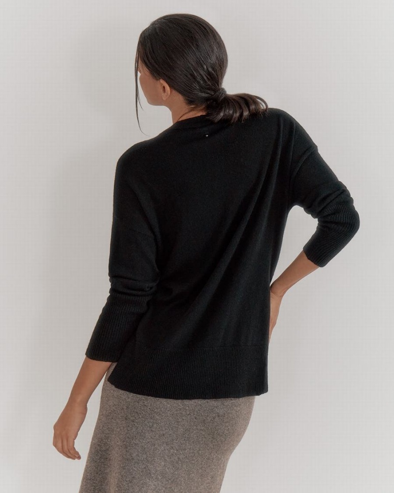 Cuyana Single Origin Cashmere Wrap Pullover Damen Schwarz | LQZ10039WR