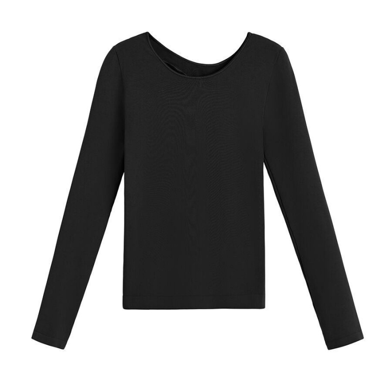 Cuyana Stretch Long Sleeve Tee T-shirts Damen Schwarz | DIJ7740AJ